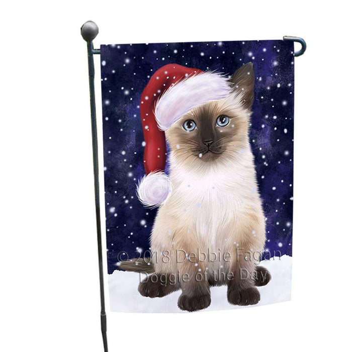Let it Snow Christmas Holiday Siamese Cat Wearing Santa Hat Garden Flag GFLG54386