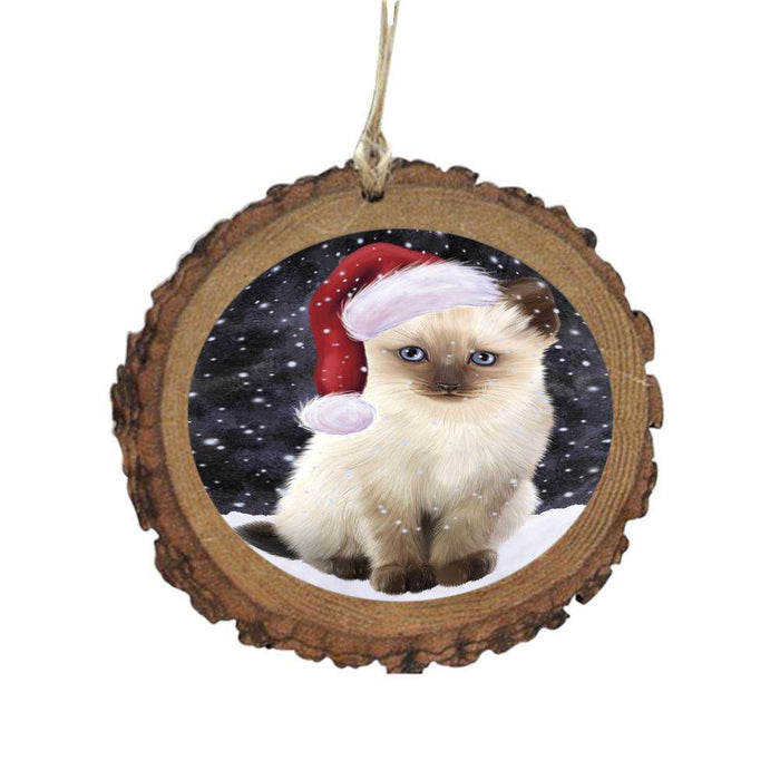 Let it Snow Christmas Holiday Siamese Cat Wooden Christmas Ornament WOR48964