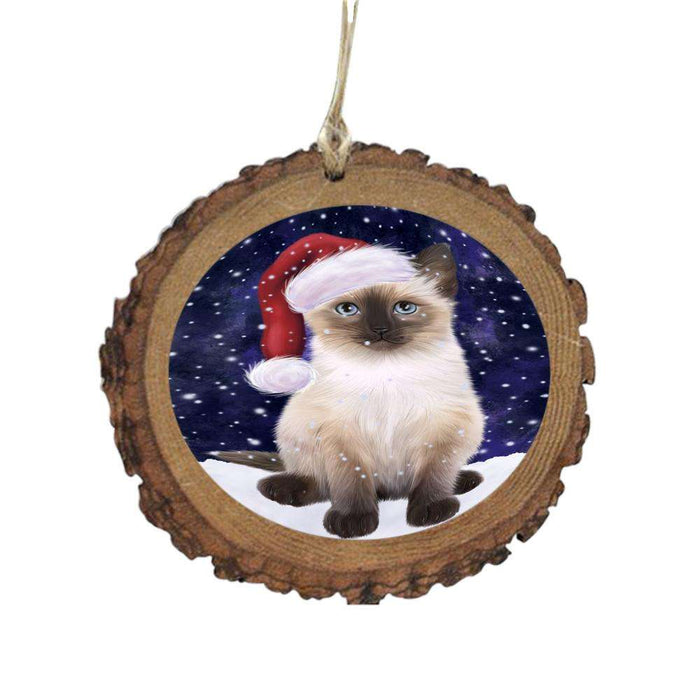 Let it Snow Christmas Holiday Siamese Cat Wooden Christmas Ornament WOR48965