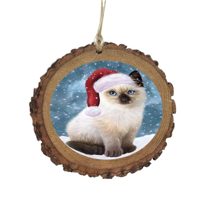 Let it Snow Christmas Holiday Siamese Cat Wooden Christmas Ornament WOR48966