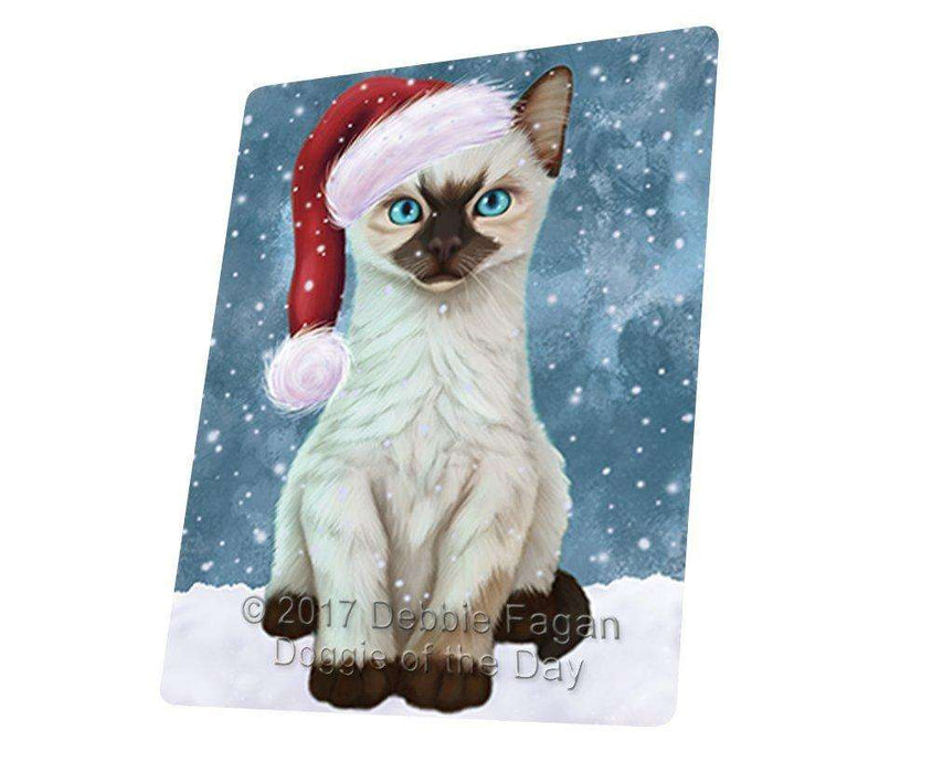Let It Snow Christmas Holiday Siamese Kitten Cat Wearing Santa Hat Magnet Mini (3.5" x 2")