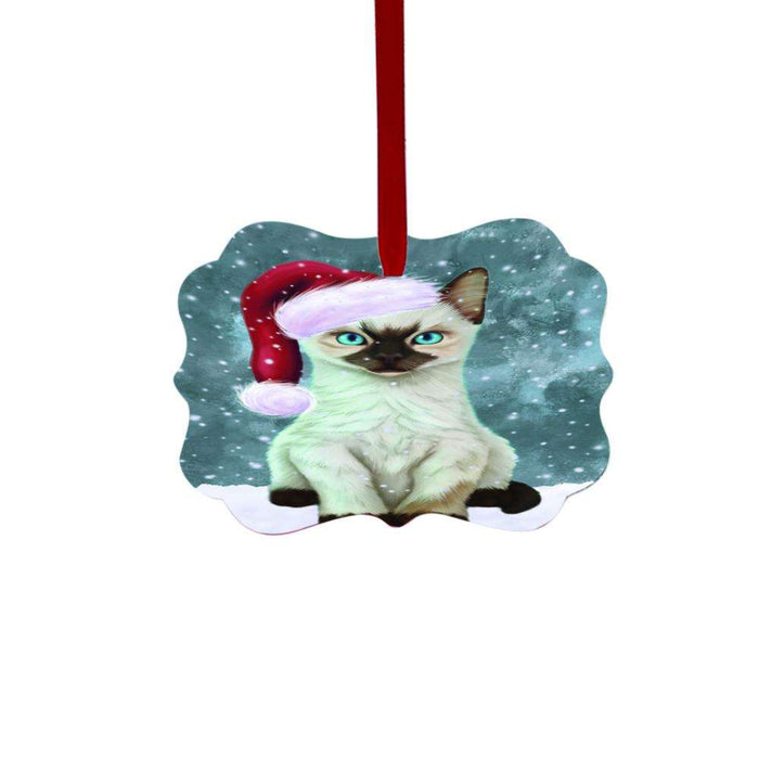 Let it Snow Christmas Holiday Siamese Kitten Double-Sided Photo Benelux Christmas Ornament LOR48722
