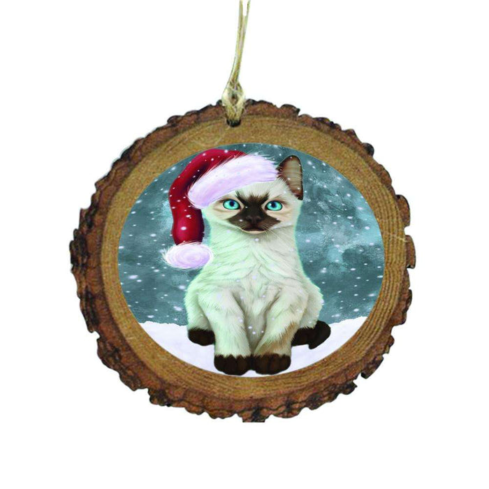 Let it Snow Christmas Holiday Siamese Kitten Wooden Christmas Ornament WOR48722