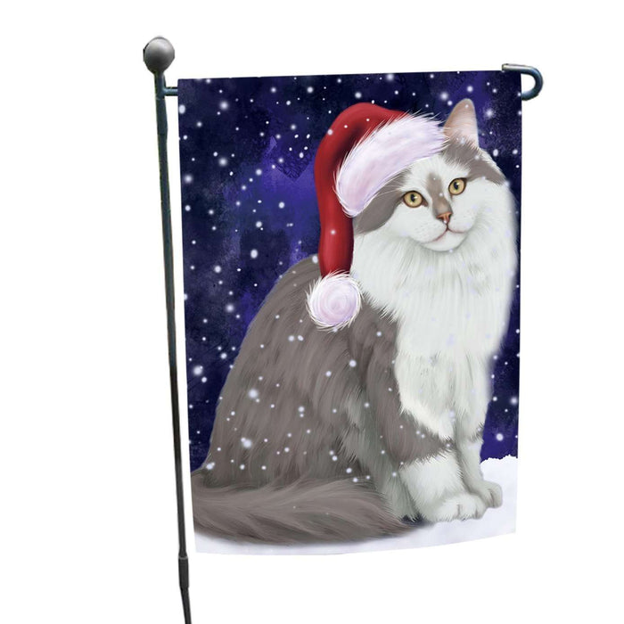 Let it Snow Christmas Holiday Siberian Cat Wearing Santa Hat Garden Flag FLG054