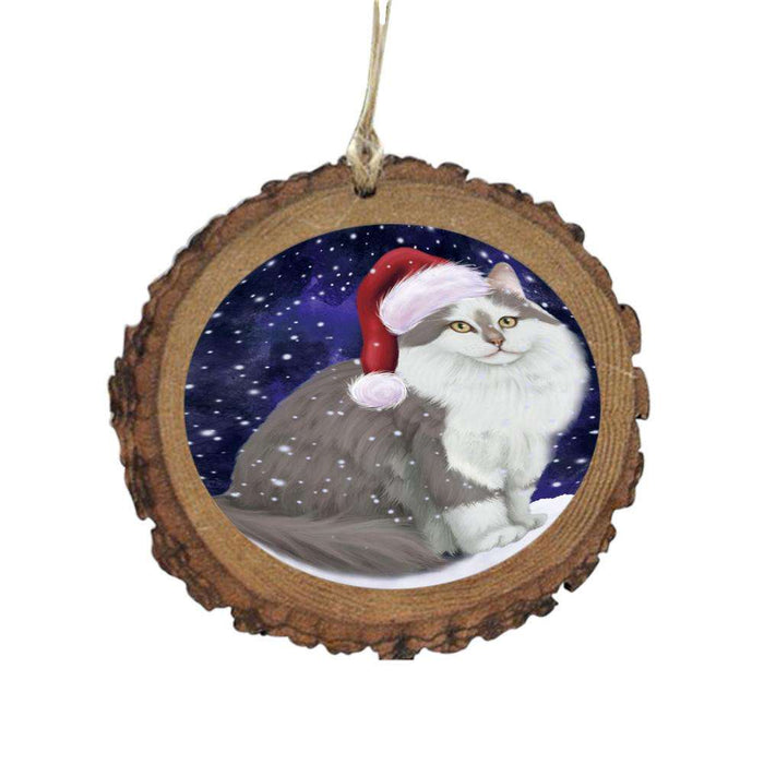 Let it Snow Christmas Holiday Siberian Cat Wooden Christmas Ornament WOR48724