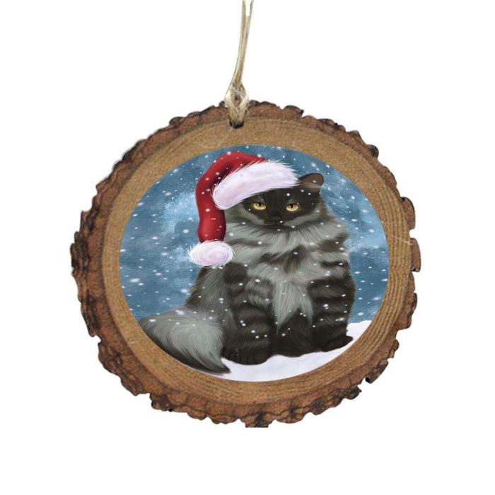 Let it Snow Christmas Holiday Siberian Cat Wooden Christmas Ornament WOR48725