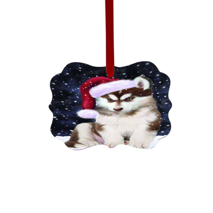 Let it Snow Christmas Holiday Siberian Husky Dog Double-Sided Photo Benelux Christmas Ornament LOR48727