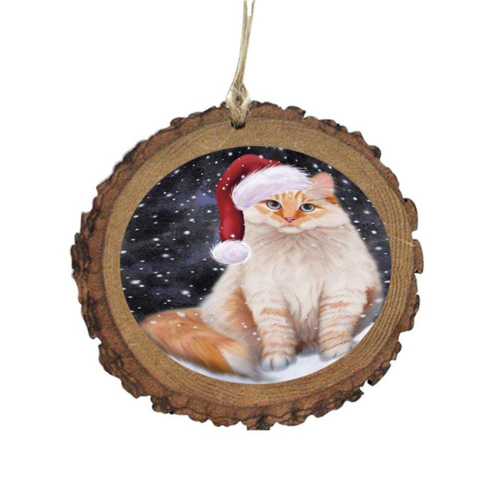 Let it Snow Christmas Holiday Siberian Red Cat Wooden Christmas Ornament WOR48735
