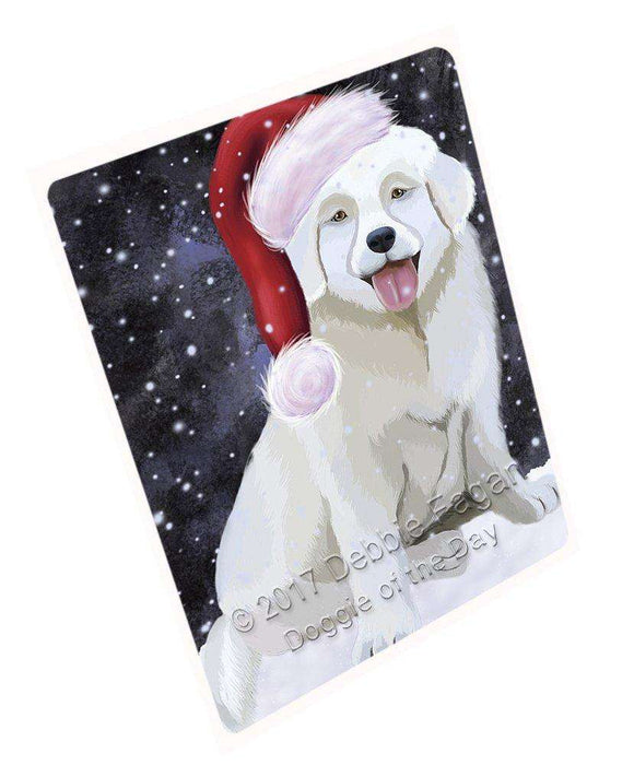 Let it Snow Christmas Holiday Slovensky Cuvac Dog Wearing Santa Hat Art Portrait Print Woven Throw Sherpa Plush Fleece Blanket D058