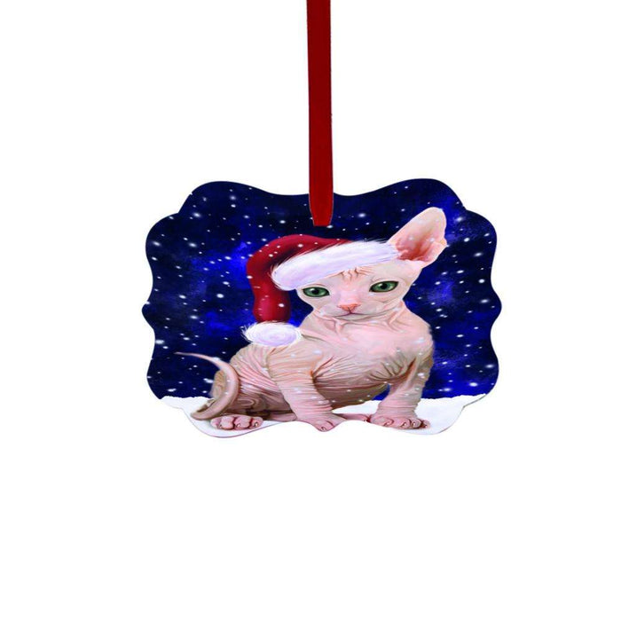 Let it Snow Christmas Holiday Sphynx Cat Double-Sided Photo Benelux Christmas Ornament LOR48737