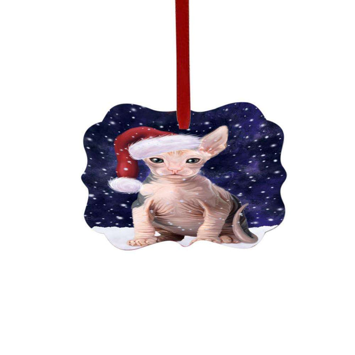 Let it Snow Christmas Holiday Sphynx Cat Double-Sided Photo Benelux Christmas Ornament LOR48738