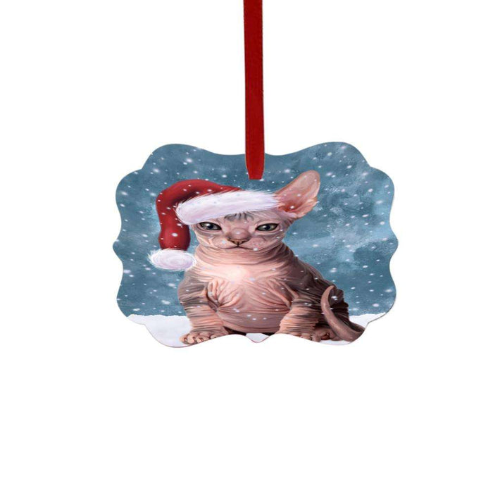 Let it Snow Christmas Holiday Sphynx Cat Double-Sided Photo Benelux Christmas Ornament LOR48739