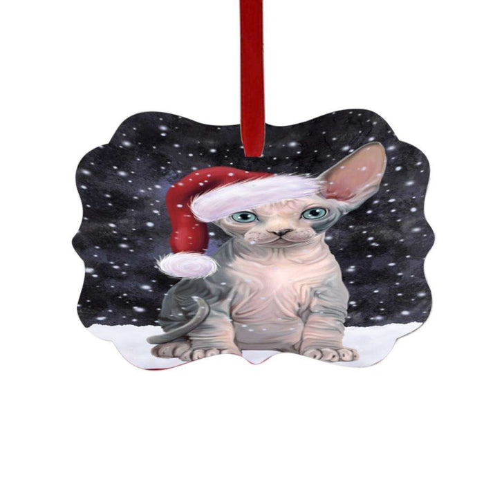 Let it Snow Christmas Holiday Sphynx Cat Double-Sided Photo Benelux Christmas Ornament LOR48967