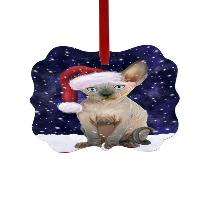 Let it Snow Christmas Holiday Sphynx Cat Double-Sided Photo Benelux Christmas Ornament LOR48968