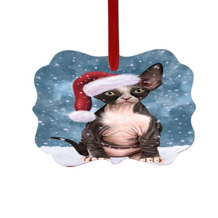 Let it Snow Christmas Holiday Sphynx Cat Double-Sided Photo Benelux Christmas Ornament LOR48969