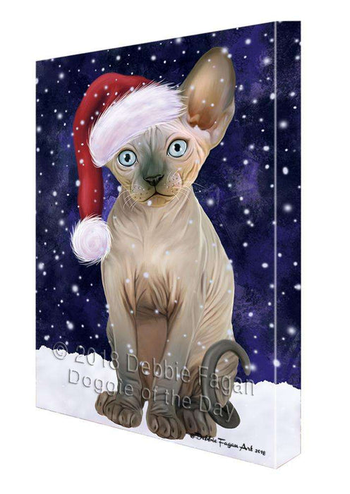 Let it Snow Christmas Holiday Sphynx Cat Wearing Santa Hat Canvas Print Wall Art Décor CVS106793
