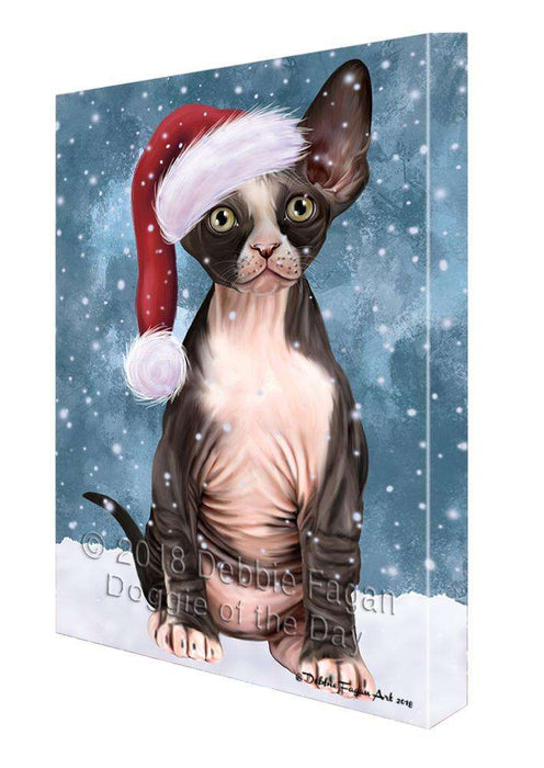 Let it Snow Christmas Holiday Sphynx Cat Wearing Santa Hat Canvas Print Wall Art Décor CVS106802