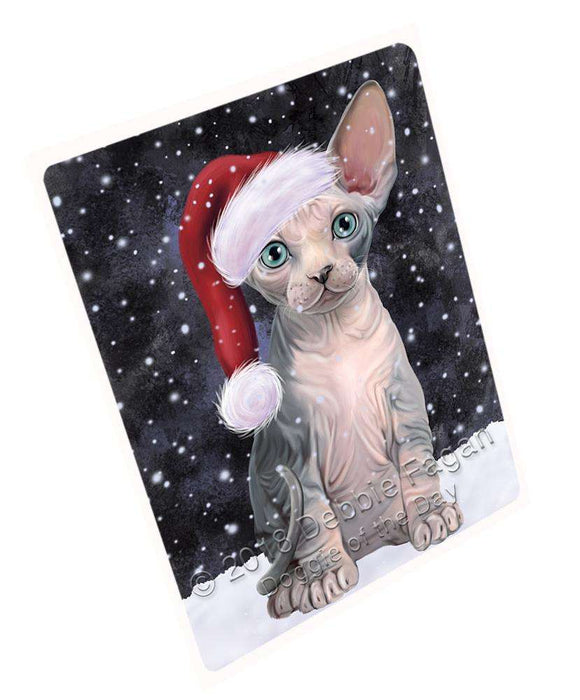 Let it Snow Christmas Holiday Sphynx Cat Wearing Santa Hat Cutting Board C67422