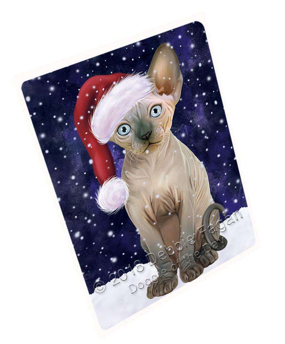 Let it Snow Christmas Holiday Sphynx Cat Wearing Santa Hat Cutting Board C67425