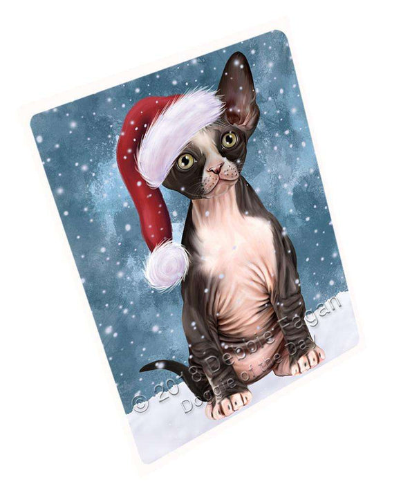 Let it Snow Christmas Holiday Sphynx Cat Wearing Santa Hat Cutting Board C67428
