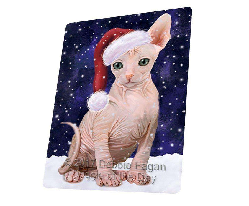 Let it Snow Christmas Holiday Sphynx Cat Wearing Santa Hat Tempered Cutting Board D261
