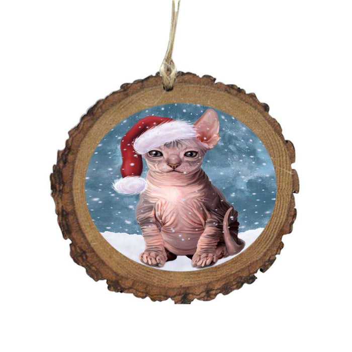 Let it Snow Christmas Holiday Sphynx Cat Wooden Christmas Ornament WOR48739