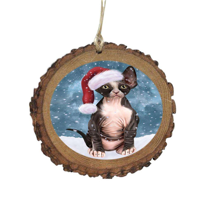 Let it Snow Christmas Holiday Sphynx Cat Wooden Christmas Ornament WOR48969