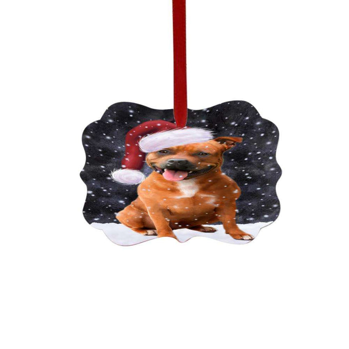 Let it Snow Christmas Holiday Staffordshire Dog Double-Sided Photo Benelux Christmas Ornament LOR48740