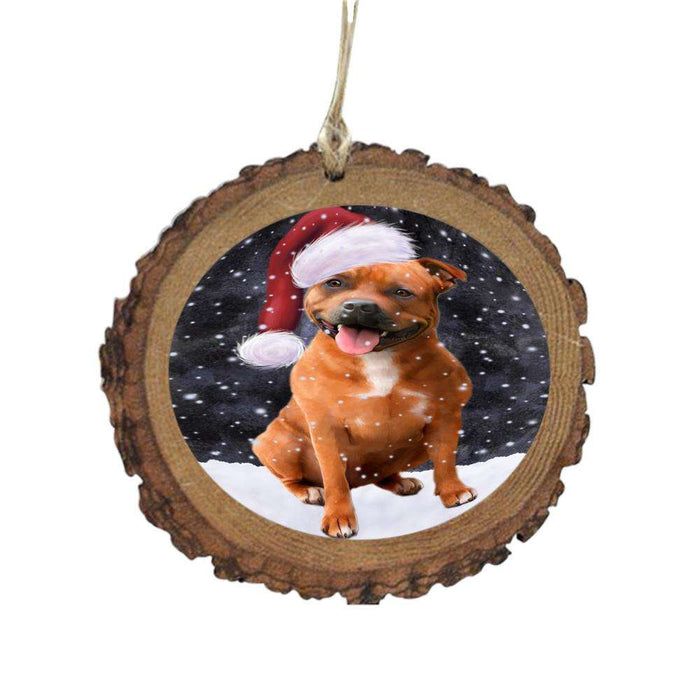 Let it Snow Christmas Holiday Staffordshire Dog Wooden Christmas Ornament WOR48740
