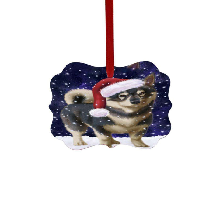Let it Snow Christmas Holiday Swedish Vallhund Dog Double-Sided Photo Benelux Christmas Ornament LOR48741