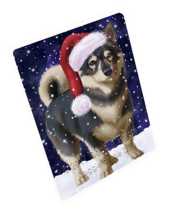 Let it Snow Christmas Holiday Swedish Vallhund Dog Wearing Santa Hat Art Portrait Print Woven Throw Sherpa Plush Fleece Blanket D062