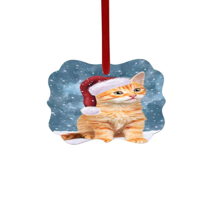 Let it Snow Christmas Holiday Tabby Cat Double-Sided Photo Benelux Christmas Ornament LOR48742