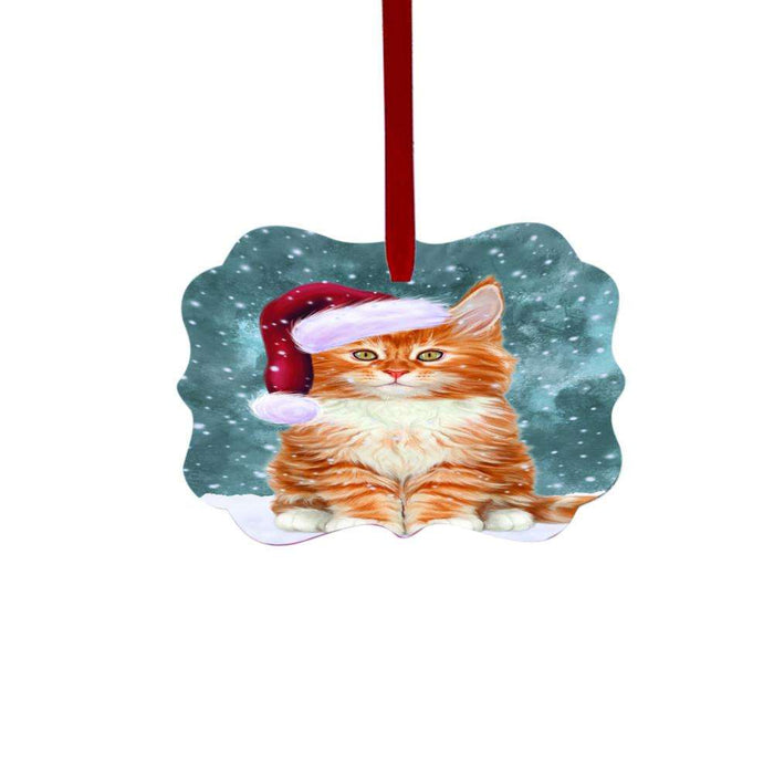 Let it Snow Christmas Holiday Tabby Cat Double-Sided Photo Benelux Christmas Ornament LOR48744