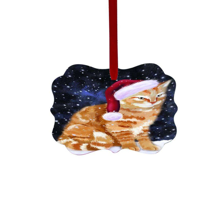 Let it Snow Christmas Holiday Tabby Cat Double-Sided Photo Benelux Christmas Ornament LOR48746
