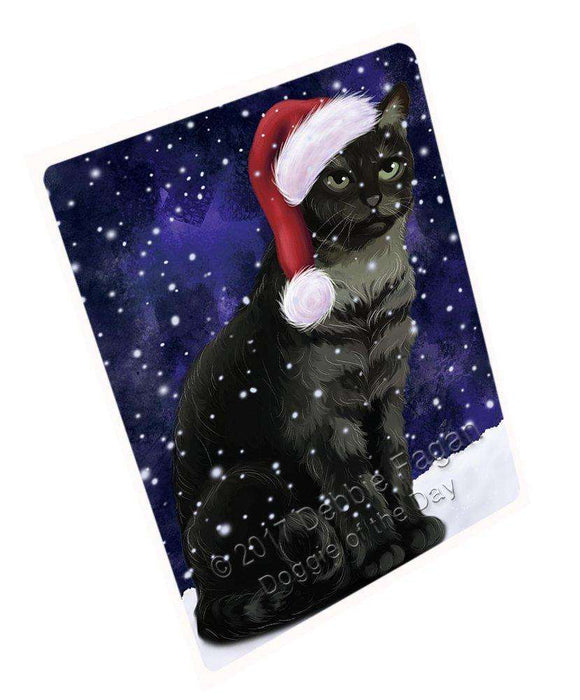 Let It Snow Christmas Holiday Tabby Cat Wearing Santa Hat Magnet Mini (3.5" x 2") D064