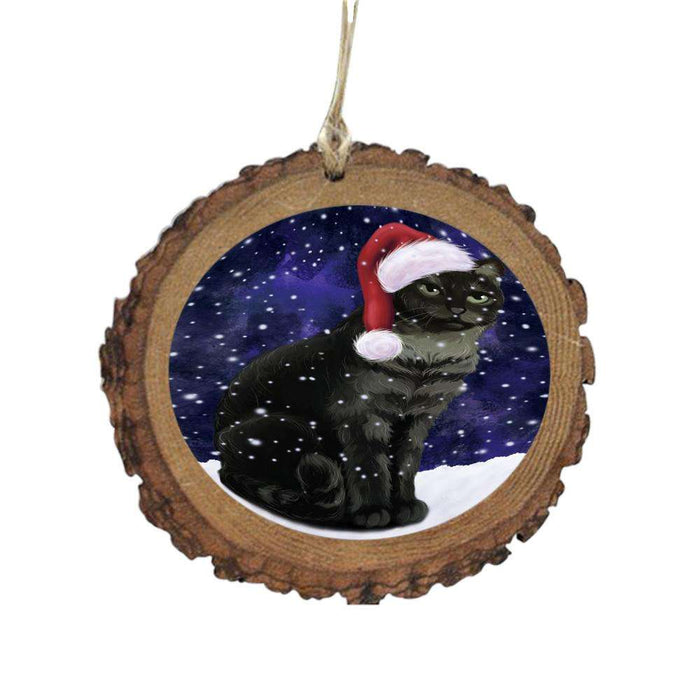 Let it Snow Christmas Holiday Tabby Cat Wooden Christmas Ornament WOR48743