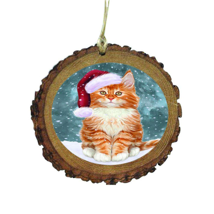 Let it Snow Christmas Holiday Tabby Cat Wooden Christmas Ornament WOR48744