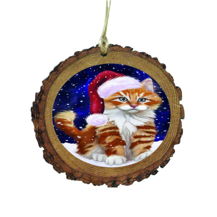 Let it Snow Christmas Holiday Tabby Cat Wooden Christmas Ornament WOR48745