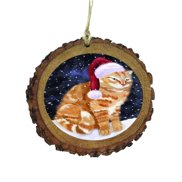 Let it Snow Christmas Holiday Tabby Cat Wooden Christmas Ornament WOR48746