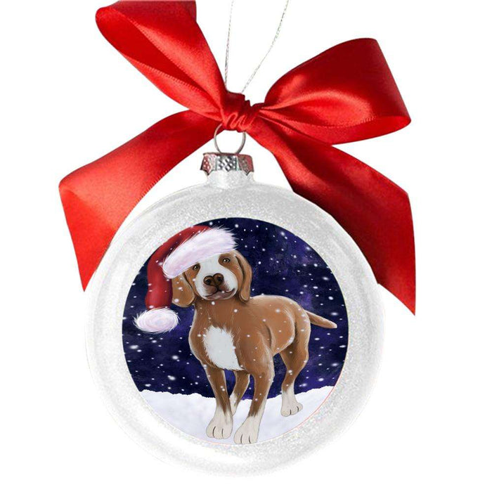 Let it Snow Christmas Holiday Tarsus Atalburun Dog White Round Ball Christmas Ornament WBSOR48747