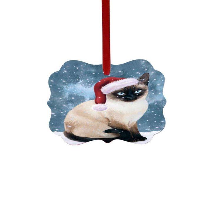Let it Snow Christmas Holiday Thai Siamese Cat Double-Sided Photo Benelux Christmas Ornament LOR48749