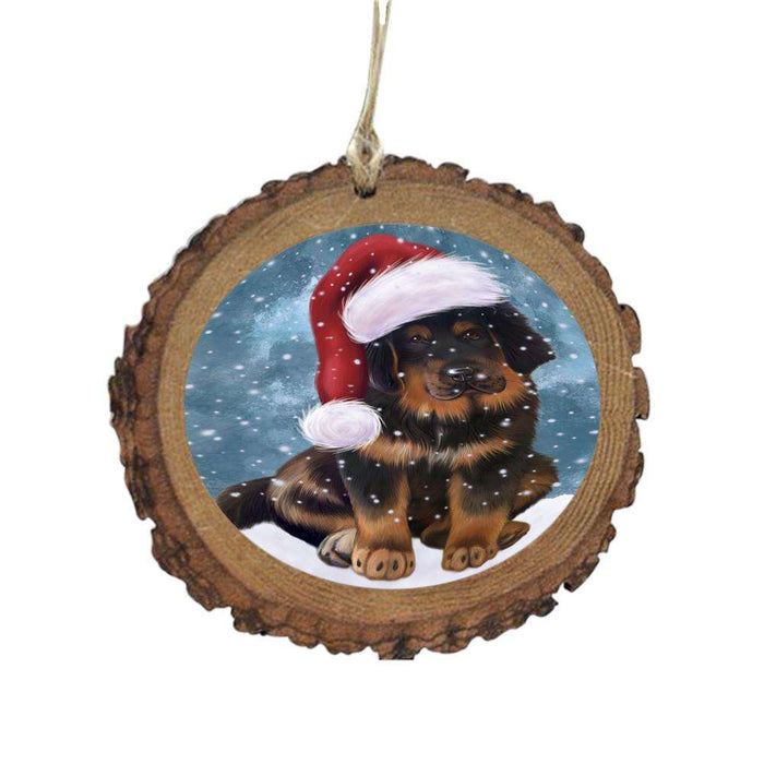 Let it Snow Christmas Holiday Tibetan Mastiff Dog Wooden Christmas Ornament WOR48750