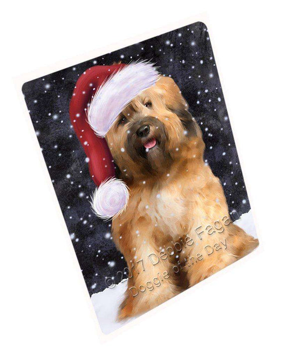 Let it Snow Christmas Holiday Tibetan Terrier Dog Wearing Santa Hat Art Portrait Print Woven Throw Sherpa Plush Fleece Blanket D070