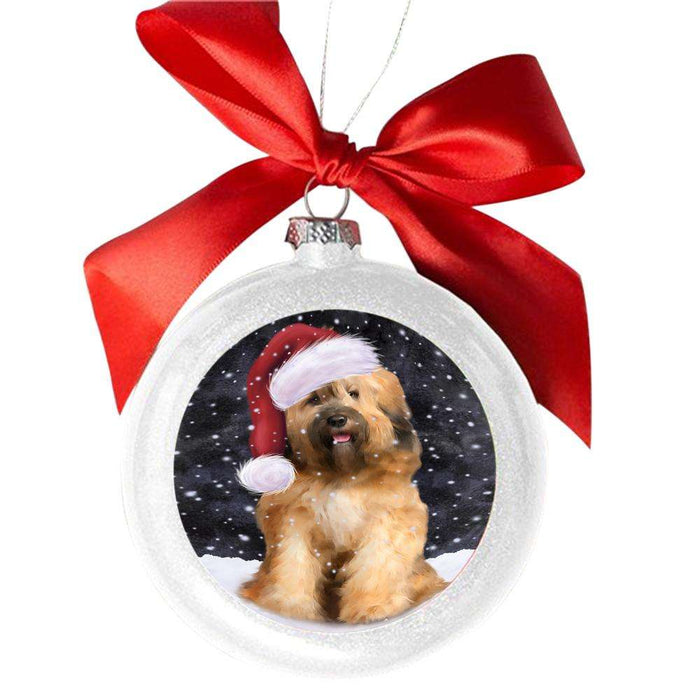 Let it Snow Christmas Holiday Tibetan Terrier Dog White Round Ball Christmas Ornament WBSOR48752