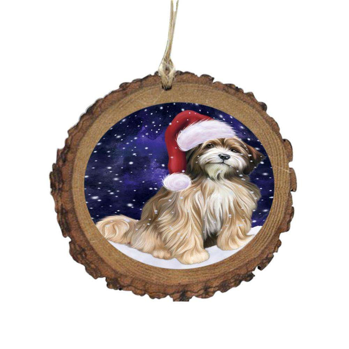 Let it Snow Christmas Holiday Tibetan Terrier Dog Wooden Christmas Ornament WOR48751