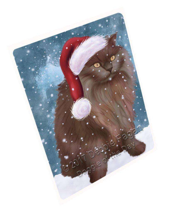 Let it Snow Christmas Holiday Tiffany Cat Wearing Santa Hat Art Portrait Print Woven Throw Sherpa Plush Fleece Blanket D071
