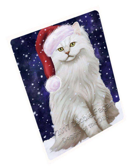 Let it Snow Christmas Holiday Tiffany Cat Wearing Santa Hat Art Portrait Print Woven Throw Sherpa Plush Fleece Blanket D072