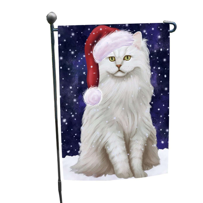 Let it Snow Christmas Holiday Tiffany Cat Wearing Santa Hat Garden Flag FLG076