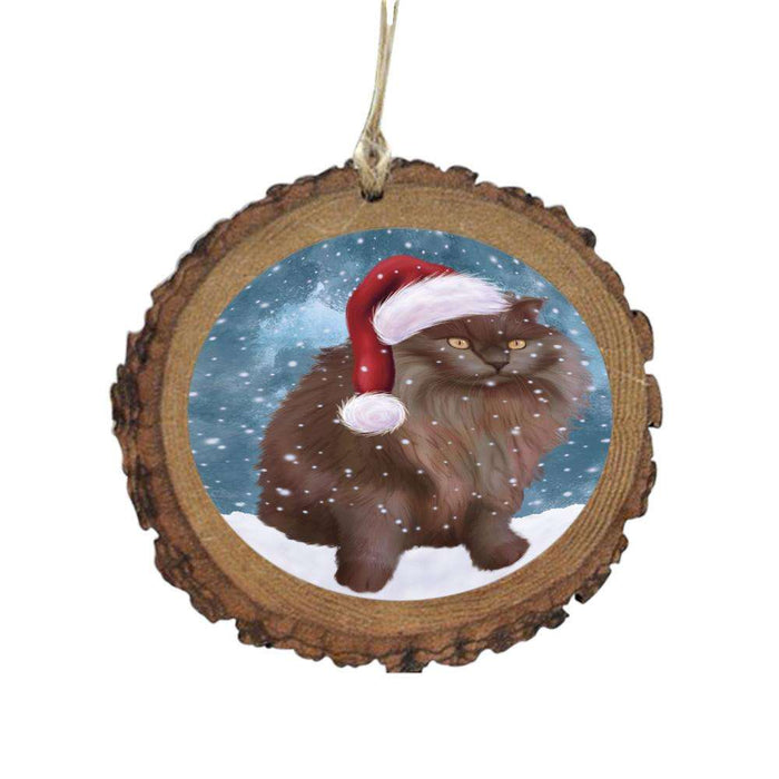 Let it Snow Christmas Holiday Tiffany Cat Wooden Christmas Ornament WOR48753