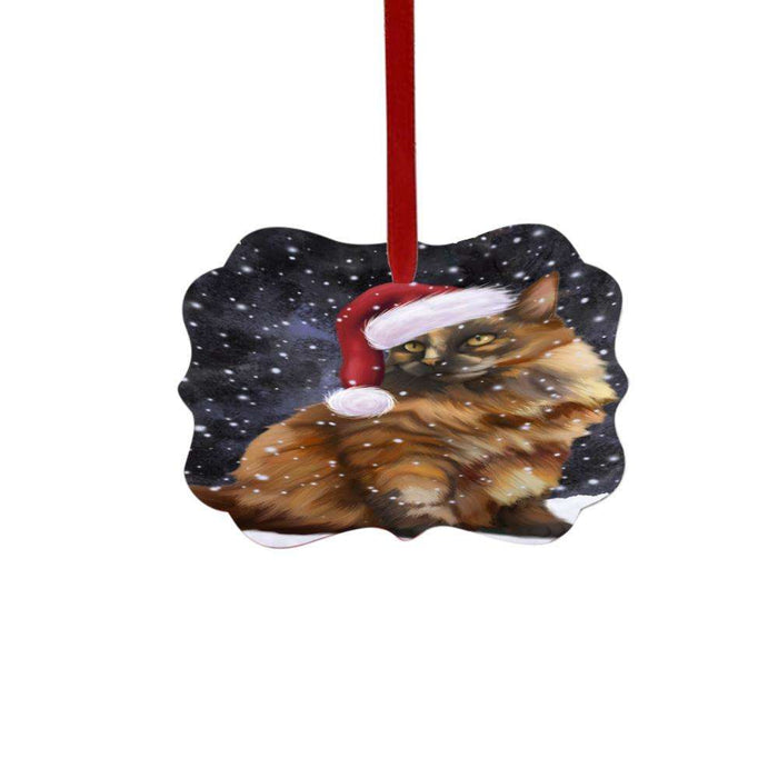 Let it Snow Christmas Holiday Tortoiseshell Cat Double-Sided Photo Benelux Christmas Ornament LOR48755